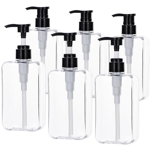 Yebeauty Pump Bottle Dispenser, 6 Pack 10oz 300ml Clear Refillable Shower Pump Bottles Empty Plastic Lotion Hand Soap Dispenser Liquid Container for Shampoo Body Wash Kitchen Bathroom