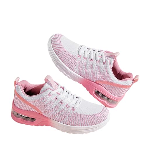 Women's Air Cushion Running Shoes Fashion Sneakers Women's Breathable Casual Walking Shoes Lightweight Soft Sole Tennis Shoes Indoor Outdoor Fitness Jogging Shoes Pink