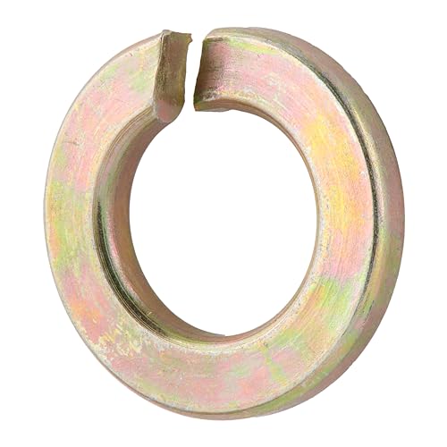 3/8" (100 Pack) Grade 8 Lock Washer, Split, Thru-Hardened, Yellow Zinc by Makers Bolt