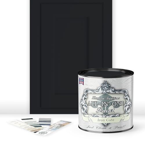 ALL-IN-ONE Paint, Durable cabinet and furniture paint. Built in primer and top coat, no sanding needed. Includes our 30 featured color card - Iron Gate, Quart