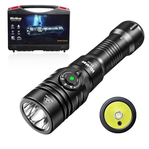 Wurkkos DL03 Dive Light, 2800 Lumens Scuba Diving Light, 1000M Green Beam and White Combo with Power Indicator, Type-C Rechargeable, IPX8 Waterproof for Night Dive Training Instructor Cave Exploration