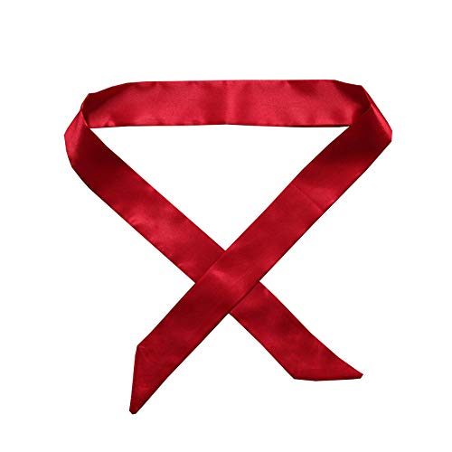 4Pcs Solid Color Silk Neckerchief Handbag Handle Wrap Silk Ribbon Band Scarf Hair Head Band Tied Bag Handle Scarf (red)