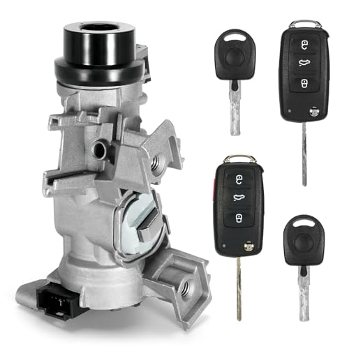 Aumzong 1K0905851 Ignition Switch Lock Cylinder Assembly with Intelligent Key Shell Compatible with VW Jetta 2006-2018,Eos 2007-2011,Golf 2004-2011,Rabbit 2006-2009 Replace#1K0905851B