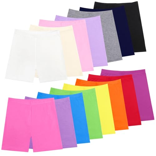HOLLHOFF 15 Pack Girls Dance Shorts 6-7 Years, 15 Color Bike Short Breathable and Safety for Playgrounds and Gymnastics Multi