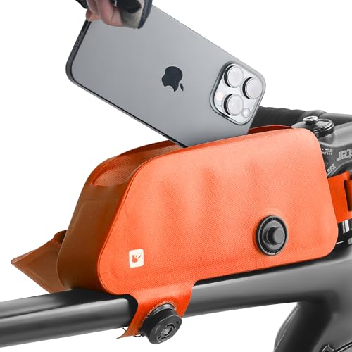 Rhinowalk Bike Top Tube Bag Bike Frame Bag Fully Waterproof and Stable Bicycle Frame Bag Bicycle Bag Professional Cycling Accessories for Mountain Road Bike-Orange, K33-Orange-1