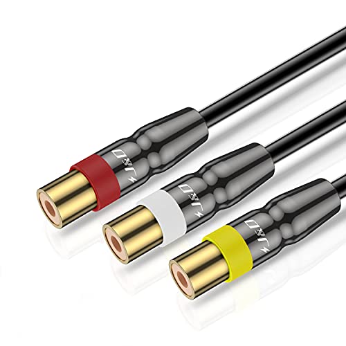J&D RCA Cable, Heavy Duty 3 RCA Male to Female AV Extension Cable, Copper Shell, Audio Video Components Compatible with Set-Top Box, Speaker, Amplifier, DVD Player, 3 Feet