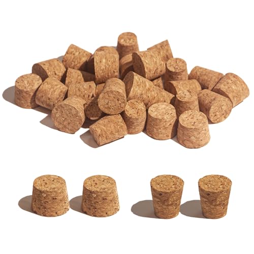 30 Pack Tapered Cork Stoppers - Premium Natural Soft Corks for Wine, Beer, Bottles, and Creative Crafts