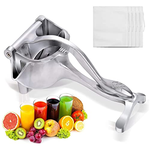 Lemon Squeezer Aluminium Alloy Manual Fruit Juicer, Citrus Juicer Hand Press Heavy Duty Manual Squeeze Extractor Tool for Pressing Lemons, Oranges, Pomegranates and Limes - Silver