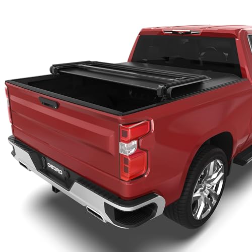 oEdRo Tri-Fold Truck Bed Soft Tonneau Cover Compatible with 2019-2025 Chevy Silverado 1500 / GMC Sierra 1500 New Body Style, Fleetside 5.8 Feet Bed w/o Multi-Flex Tailgate