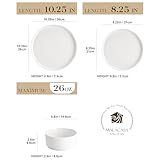 MALACASA 18 Pieces Porcelain Dinnerware Set, Modern White Dish Set for 6, Premium Serving Plates and Bowls Sets, Chip and Scratch Resistant Dishware Sets Kitchen Dishes Dining Ware Set, Series LEAH