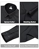 siliteelon Womens Classic-Fit Dress Shirts Long Sleeve Button Down Wrinkle-Free Stretch Solid Casual Work Office Blouse Top Black Medium