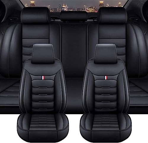 Generic Car Seat Covers Full Set Fit for Fi𝗮t 500L, Waterproof Seat Covers, Wear-Resistant Premium Leather Cushion All-Inclusive, Custom, Stylish Sport Seat Covers(Black)