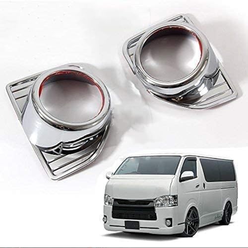 Auto-Tech 2pcs ABS Chrome Front Light Fog Lamp Frame Cover Trim Decorative Replacement for Toyota Hiace 2014-2018