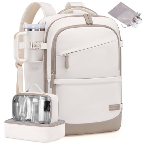 LOVEVOOK Travel Backpack for Women & Men, 40L Carry on Backpack Airline Approved, Large TSA Personal Item Travel Bag fits 17.3" Laptop, Business Weekender Bag for Essentials, 4Pcs