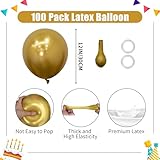 PatiCool Metallic Gold Balloons - 12 inch 100pcs Latex - Chrome Gold Balloons with 2 Ribbons, Golden Balloons for Birthday Party, Graduations, Wedding, Baby Shower Decorations