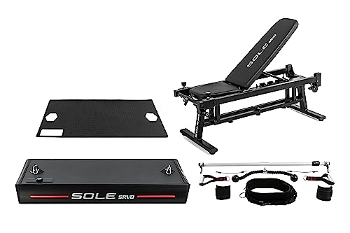 SOLE SRVO Complete Weight Trainer | Total Body Resistance Training Machine | Resistance Bands, Pushup Stand, Weight Bench | Strength Exercise Equipment for Daily Weight Training | at Home Gym