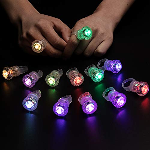 Midafon 60 Pack led Glow Rings Light up led Rings Glow Flashing led Rings Diamond Light up Rings Glow in The Dark Rings Glow Rings Party Pack Birthday Party Favors Glow