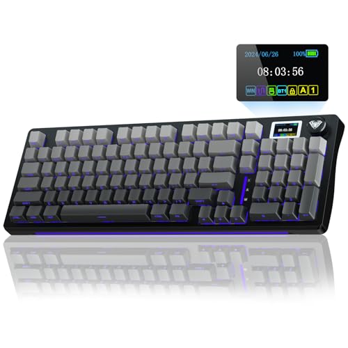 AULA S98 Pro Wireless Mechanical Keyboard with Screen & Knob,2.4GHz/USB-C/BT5.0 Gasket Hot Swappable Creamy Keyboard,Pre-lubed Linear Switches,Side Printed PBT Keycaps,RGB Backlit Gaming Keyboard