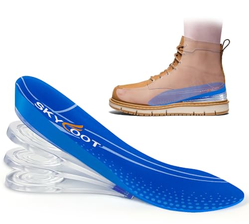 Skyfoot 4 Layers Adjustable Height Increase Insoles, 3/4 Length Shoe Lifts Heel Elevator Cushioned Inserts Up to 1.2 Inches (Blue, Large: Women 9.5-13, Men 8.5-14)