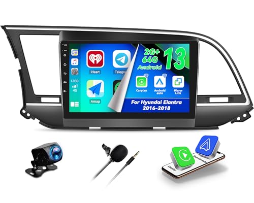 CAMECHO 2+64G Android 13 Car Stereo for Hyundai Elantra 2016 2017 2018, Wireless CarPlay Radio Android Auto Car Radio, 9" Touch Screen Radio Dash Kit GPS Bluetooth WiFi RDS SWC Mirror Link