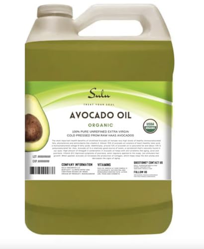 USDA Certified Organic Cold Pressed Unrefined Raw Avocado Oil - 1 Gallon/128 fl.oz