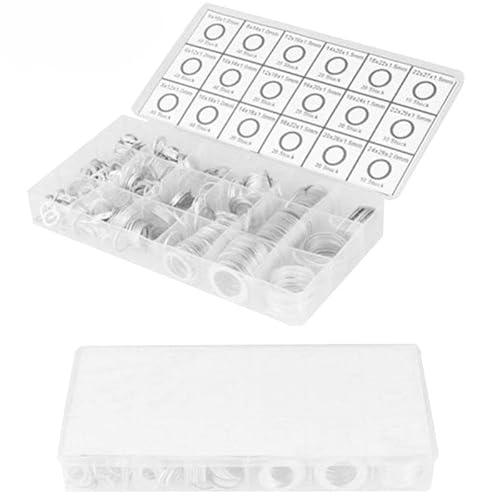 ABSF 450Pcs Gaskets Washers Pure Aluminum Gasket Aluminum Flat Metal Washer Gasket Aluminum Sealing Rings - (Number of Pcs: 450Pcs)