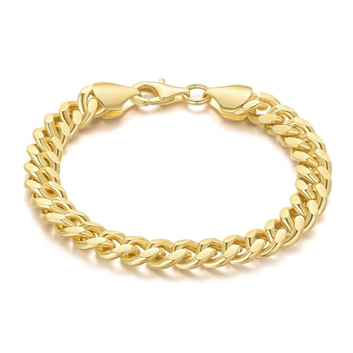 KYAYE 14K Gold Bracelets for Men Charm Cuban Link for Mens Chunky Gold Bracelet Bold Chain Non Tarnish Fashion Jewelry 6.5'' 7'' 7.5'' 8'' 8.5''