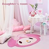 Pink Area Rug for Bedroom 5FT, Kawaii Room Decor Fluffy Anime Rug Carpet, Cute Anti-Slip Floor Mat Rug for Living Room Nursery Dorm Classroom Patio Kids Room Bedside Indoor Outdoor