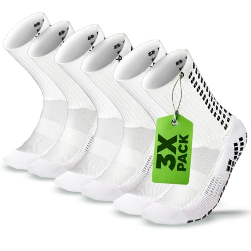 Lux Dual Grip Socks - 3 Pack Soccer Socks for Men and Women - GripArray Performance & Comfort - Anti-Slip for Soccer