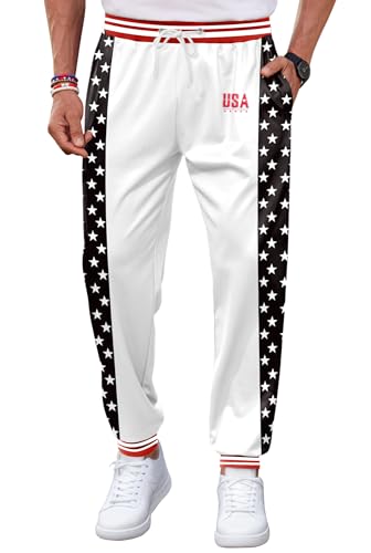Arvilhill Men Patriotic Festival Pant Drawstring 4th of July Jogger Bright Outdoor USA Flag Sweatpants Patchwork XL