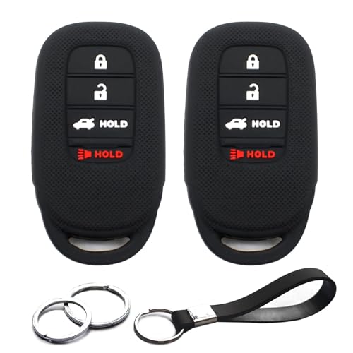 INFIPAR 2pcs Compatible with 2024 2023 2022 Honda Accord Civic CR-V HR-V Pilot Key Fob Cover Case Key Chain Smart 4 Buttons Protector Keyless Entry Remote Holder
