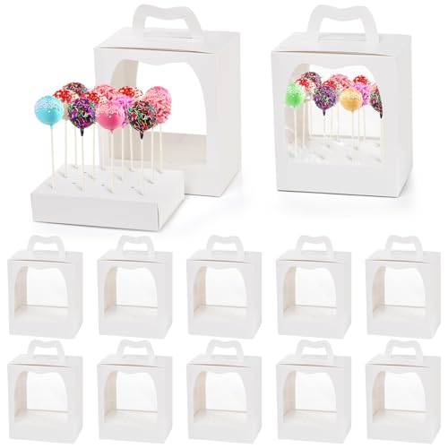 Nicunom 12 Pack Cake Pop Boxes, 18 Holes Cakes Pop Holder Cake Pops Packaging Boxes Gift Cakes Pop Stand Portable Lollipop Display Carriers for Wedding Birthday Baby Shower Party