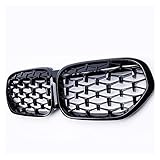 Front Bumper Kidney Grille Compatible For BMW X1 F48 LCI 2020 2021 2022 Diamond Star Style Sport Racing Grill Car Styling Replacement Parts(Silver)