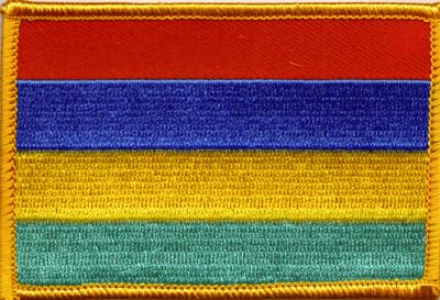 Mauritius Flag Patch with Hook Backing Measures 3.50 x 2.25 inches Embroidered Flag Patch Emblems with Hook Backing