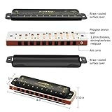 East top Harmonica Set of 7, 10 Holes Diatonic Blues Harp Mouth Organ Set of 7 Keys 008K Harmonicas set for Beginners and Professional with Black Case, as Gift(7)