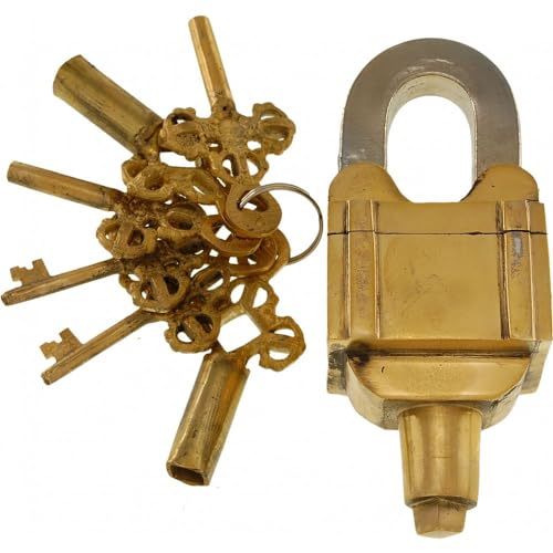 Robin Exports Brass 6 Key Square Trick Puzzle Padlock - (3 Keys x 2)