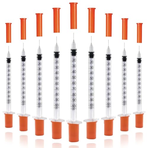 U-100 Syringes with Needle - 30G 5/16" (8mm) 1ml/cc Disposable Syringe, Individual Wrapped, 30PACK