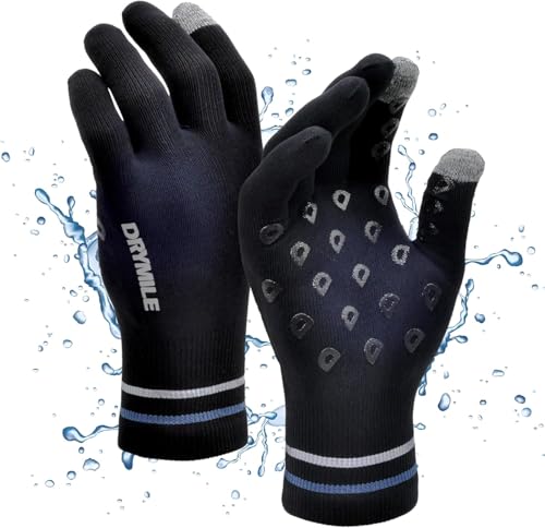 DRYMILE Hyla Waterproof Gloves - Warm Touchscreen Winter Snow Wool Blend Hand Gloves for Men & Women - Work, Hiking, Skiing, Running, Biking, Riding Glove, Ideal for Cold Weather - L, Black