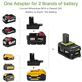 ZLWAWAOL 2 Pack DM18RL Battery Adapter Converter with USB Socket & Type-C Compatible for Dewalt 20V & Milwaukee M18 Li-Ion Battery Convert to Ryobi 18V P108 ABP1801 Battery