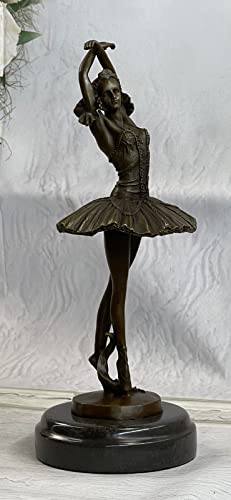 13" Tall Lady Ballerina Ballet Bronze Sculpture Statue Art Nouveau Black Swan