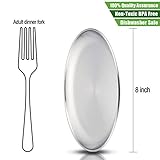 HaWare 6-Piece 18/8 Stainless Steel Plates, Metal 304 Dinner Dishes for Kids Toddlers Children, 8 Inch Feeding Serving Camping Plates, Reusable and Dishwasher Safe