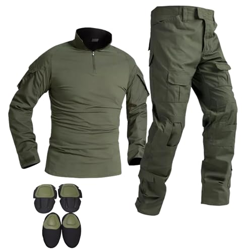 M MCGUIRE GEAR FROG Tactical Uniform, Combat Shirt, and Pants, Detachable Knee & Elbow Pads, Airsoft Clothes, Paintball Gear (With Pads, 3X-Large)