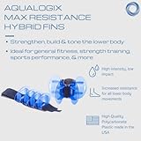 Aqualogix High Resistance Hybrid Aquatic Exercise Fin Set - Blue | Aquatic Cuffs | Quick Start Guide | Leg Water Weights | Strength & Swim Training | Exercise Equipment for Pools | Pair (HRPCFIN)