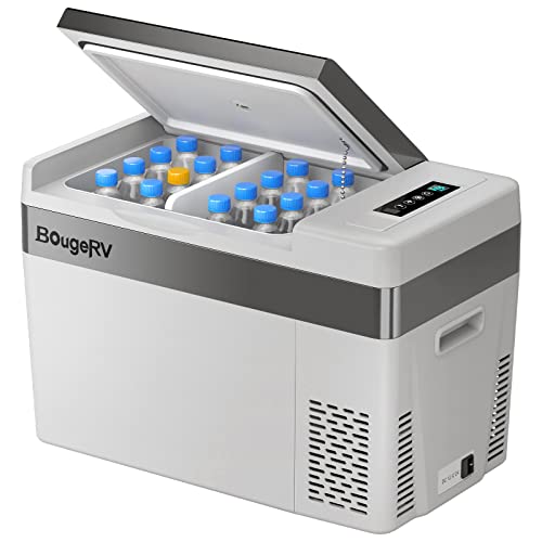 BougeRV 12 Volt Refrigerator 12V Car Fridge 30 Quart Portable Freezer Compressor Cooler -8℉~50℉ Compressor Freezer, 12/24V DC 110~240 Volt AC, for Truck RV SUV