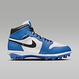 NIKE Jordan 1 Mid TD Men's Football Cleat (FJ6805-104, White/Royal/Black) Size 10.5