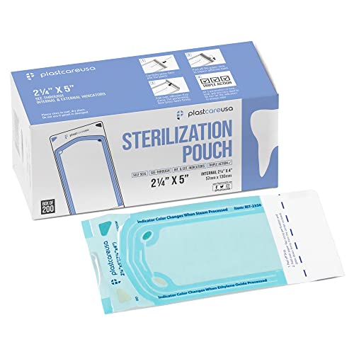 2000 Bulk Sterilization Pouches, Sterilizer Autoclave Bags for Sterilizing Cleaning Medical and Dental Instruments Tools, 10 Boxes of 200 (2.25" x 4")