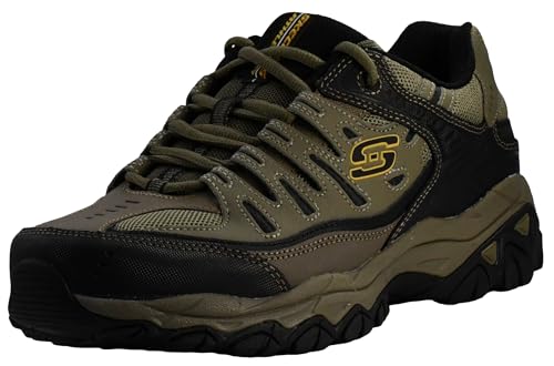 Skechers Men's Afterburn Memory Fit Lace-up Sneaker, Pebble/Black, 11 W US