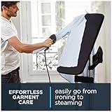 Rowenta IXEO Steamer for Clothes with Ironing Board 65 Inches 45 Second Heatup, 1 Liter Capacity 1500 Watts Ironing, Portable, Fabric Steamer, Garment Steamer, Adjustable QR1410,Black