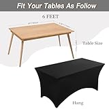 Fixwal 6 Pack Table Cover, 6FT Spandex Table Cloth Fitted Rectangular Tablecloth Resistant Stretch Rectangular Patio Table Cover for Event, Wedding, Banquet, Party (Black, 72L x 30W x 30H Inch)