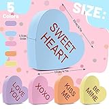 AnyDesign 5Pcs Valentine's Day Conversation Hearts Wooden Table Sign Colorful Heart Wood Tabletop Decoration Love You Be Mine Kiss Me Table Centerpiece Tiered Tray Decor for Wedding Home Shelf Display